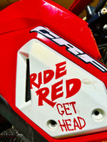 Ride Red Get Head Decal